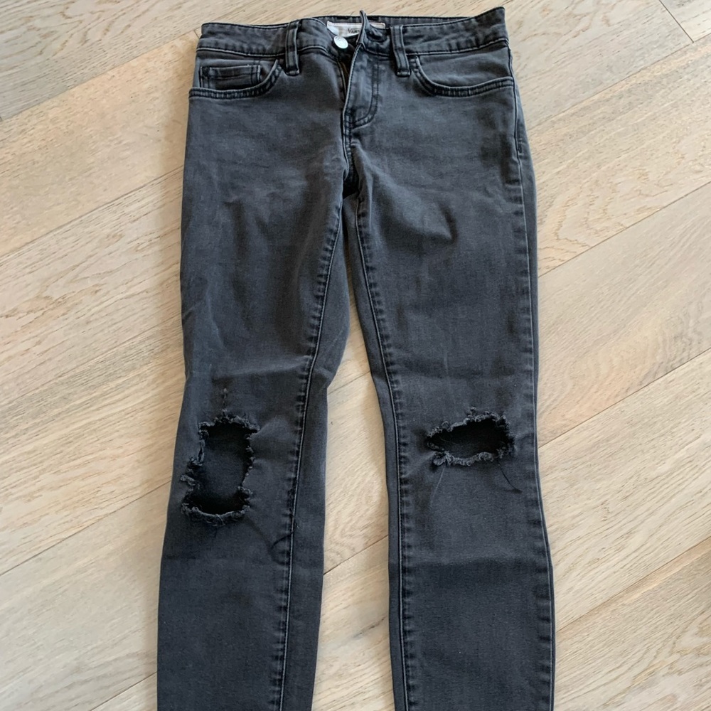 black ripped jeans, low rise